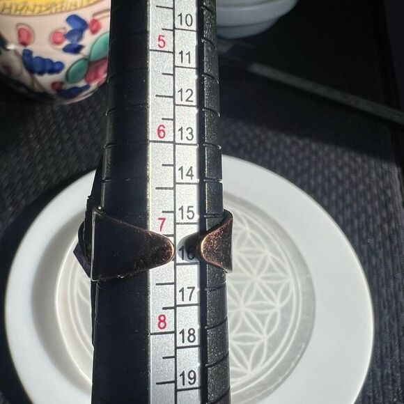 Blue Kyanite Crystal Wire Wrapped Amethyst Crystal Ring Size 7 adjustable - Picture 15 of 16